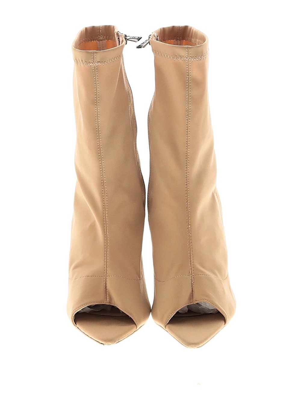 Elegant Tan Peep-Toe Ankle Boots